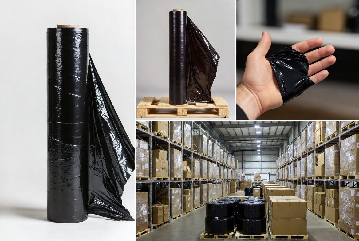 Folia stretch maszynowa czarna do owijania palet automatem